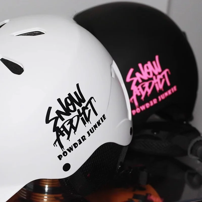 1PC Snow Addict Powder Junkie Waterproof Text Sticker Decal Cover Scratches For Ski Helmet Car Snowboard Luggage Custom Decor