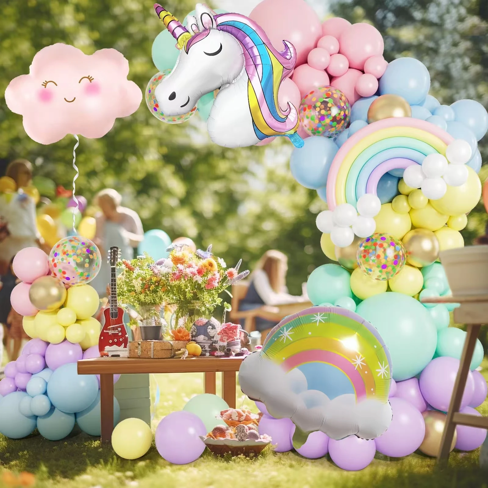 138pcs Rainbow Unicorn Balloons Garland Arch Kit Girls Birthday Party Decoration Kids Baby Shower Girl Supplies
