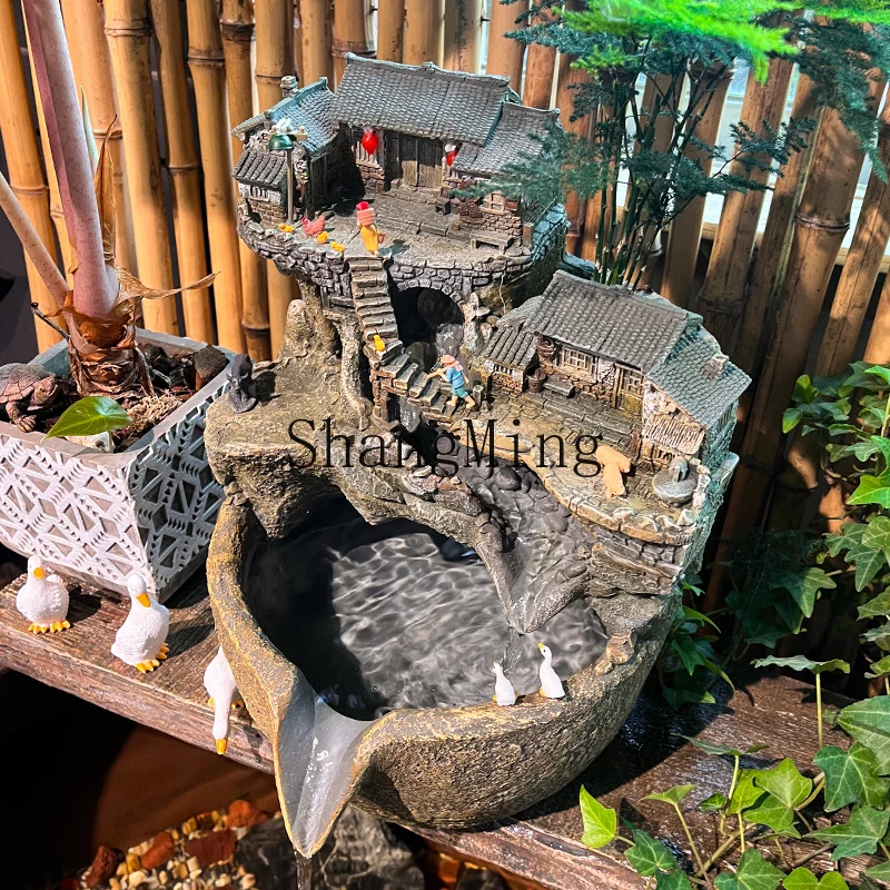 

SM micro-landscape flowing water ancient method fish tank water circulation landscaping filter fish ecological tank