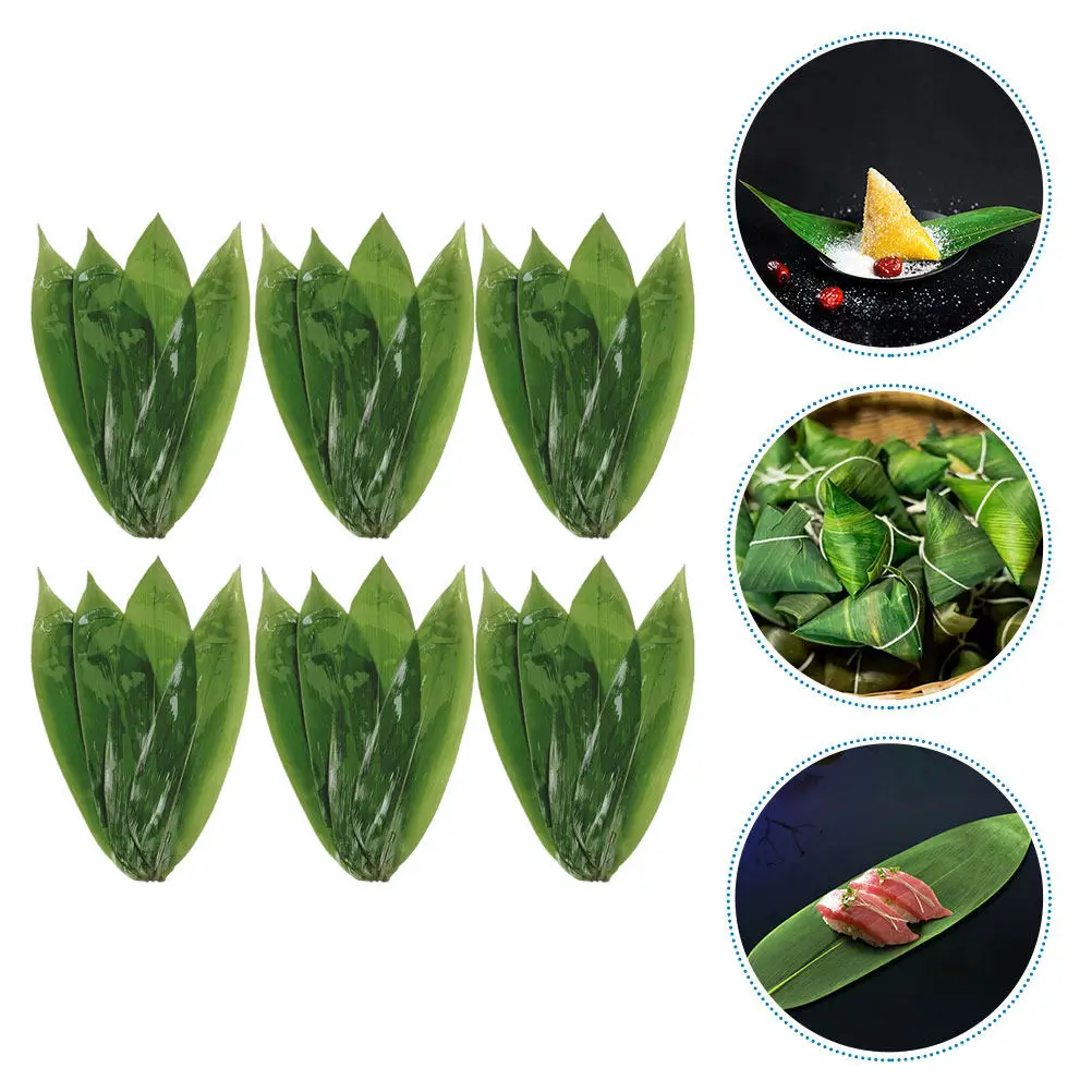 50 feuilles de bambou pour la cuisine, feuilles décoratives pour Zongzi, feuilles de bambou pour servir le Sushi et décorer les plats de Sashimi