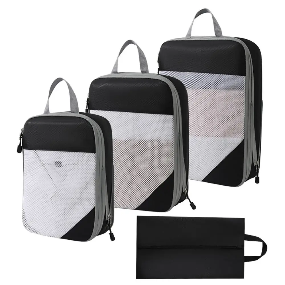 

4Pcs/set Waterproof Travel Compression Storage Bag Mesh Visual Packing Cubes Bag Dampproof Foldable Luggage Storage Bags Set