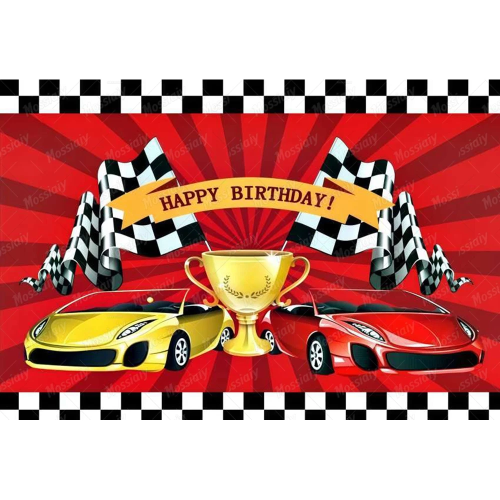 Animation Car Racing Themed Baby 1st Birthday Photography Backgrounds Party Decor Photo Photographic Backdrop Kids Studio Shoots view 6