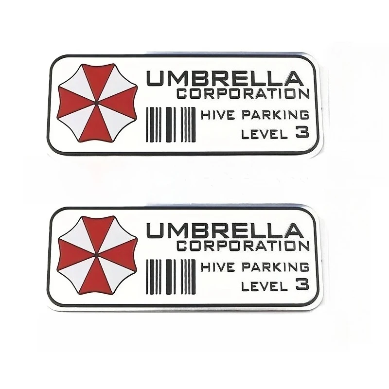 2PCS Classic Motorcycle Decal Umbrella Corp Hive Parking Level 3 Waterproof Helmet Bike Sticker for Scooter Decoration