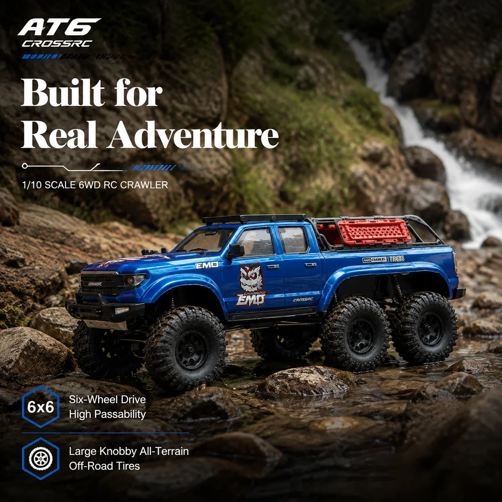 Hot CROSSRC  AT6 1/10 6WD Pickup Remote Control Car Electric Model Climbing Off-road Vehicle Differential Lock RC Car Adult Toy