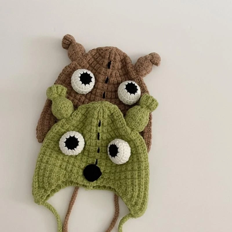 

J15U милая и забавная детская вязаная шапка для защиты ушей осенне-зимняя шапка-бини