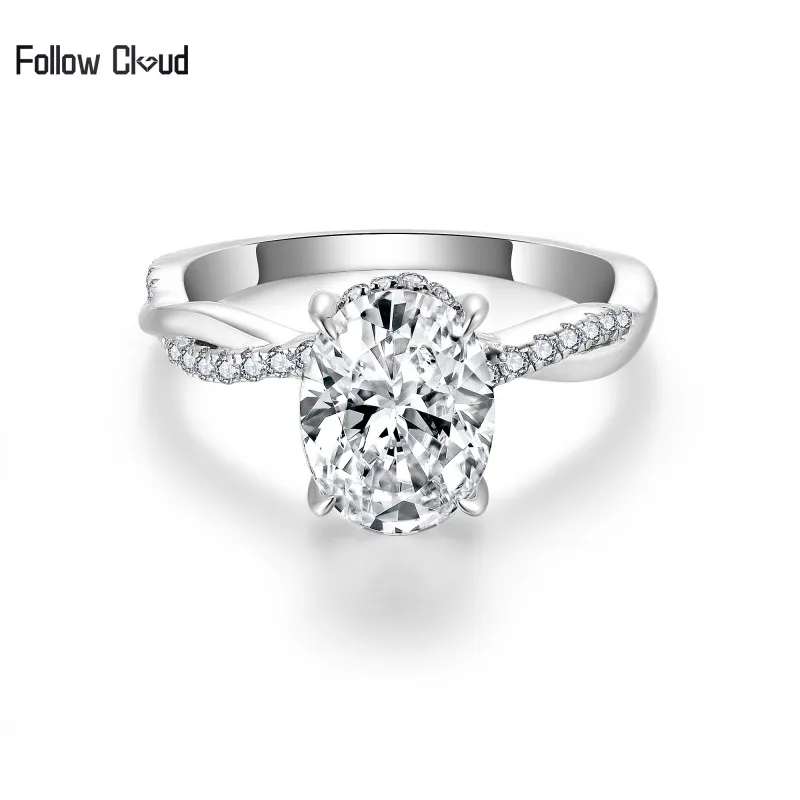 

Follow Cloud Classic 7*9mm Oval Cut Moissanite Diamond Engagement Band Rings for Women with GRA Certificate 925 Sterling Silver