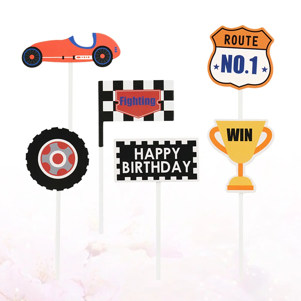 12 Pcs Paper Cup Racing Dessert Toppers Race Car Table Decorative Supplies