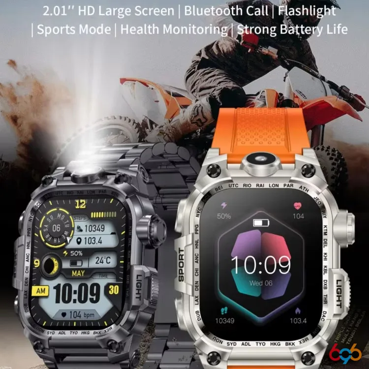 

2026 Outdoor Sports Men Blue Tooth Call Smartwatch Flashlight 650mAh Sleep Health Monitor Waterproof Smart Watches Women Music