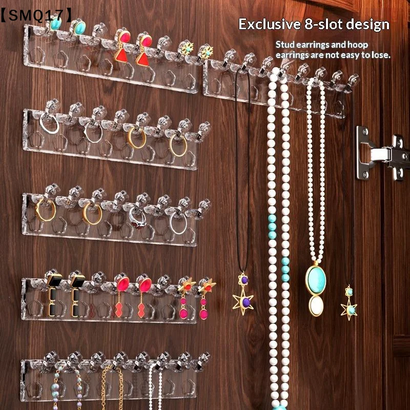 3Pcs Flower Acrylic Wall Mounted Earring Necklace Holder Jewelry Organizer Hanging Necklace Storage Rack For Door Back Wall【SMQ】