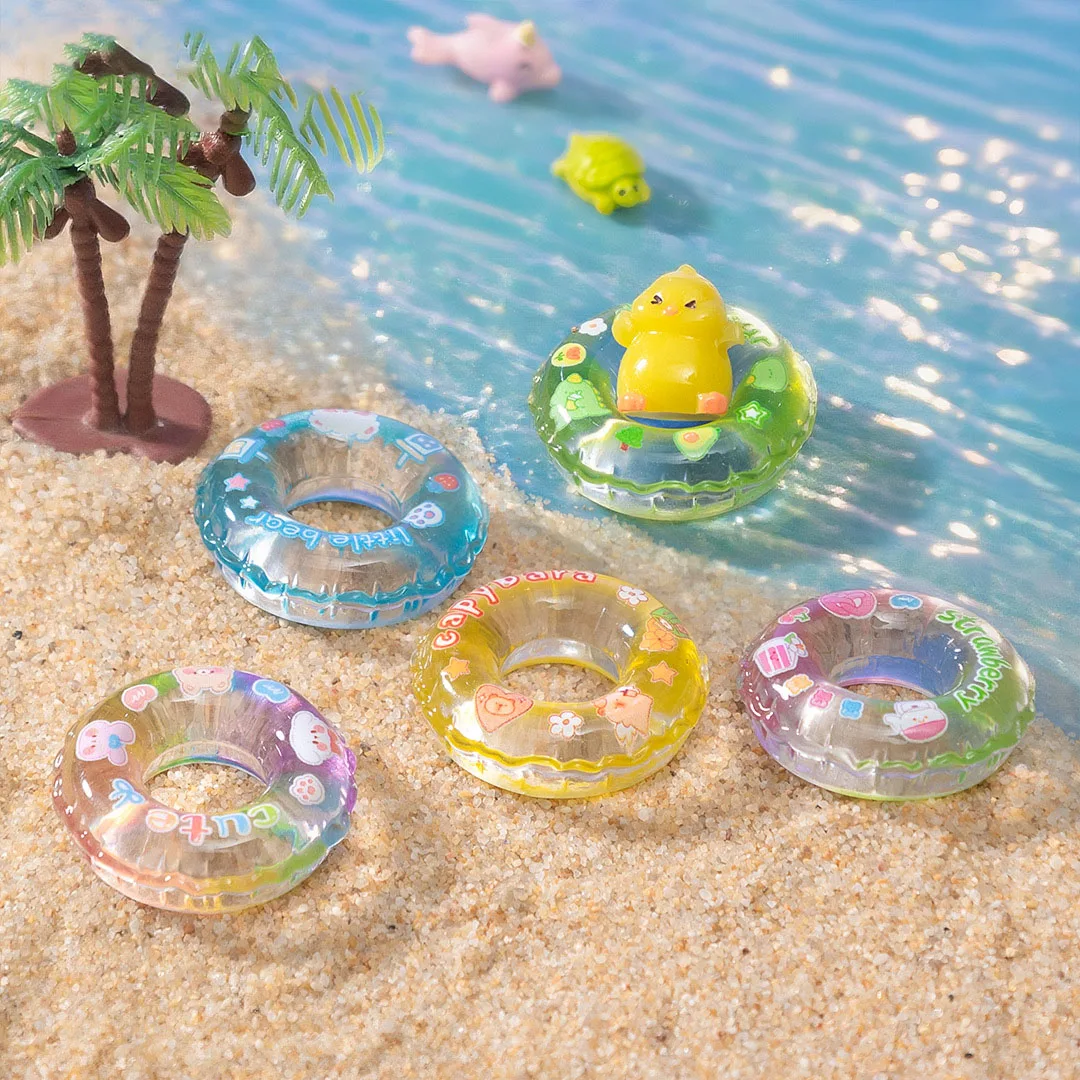 5PCS Creative luminous swimming ring resin decorative accessories diy Handmade jewelry pendants Dollhouse ornaments landscaping