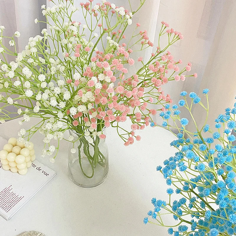 63CM Artificial Starry Plastic Silk Flower Ornament for Dining Table Decoration Wedding Photography Holding Flower Bouquet