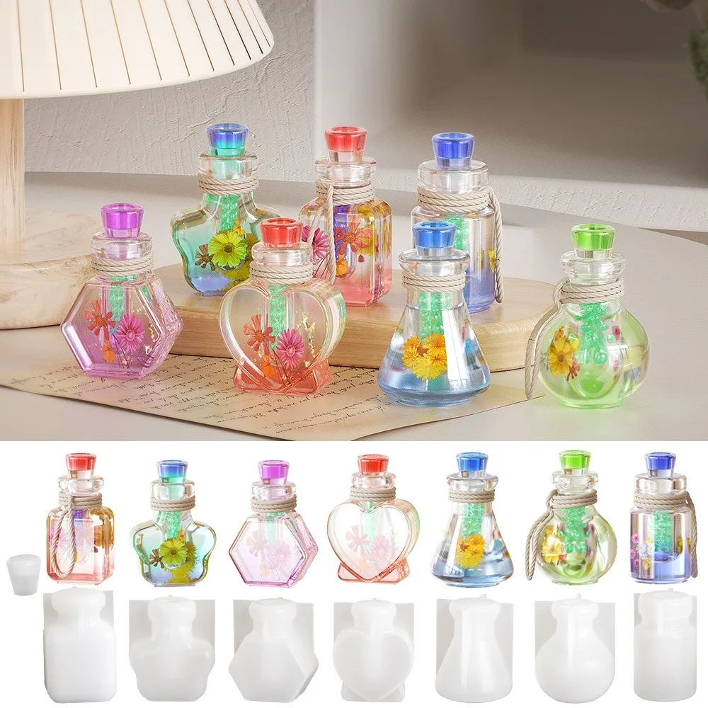 DIY Crystal Drop Glue Drift Bottle Making Mold Night Light Wishing Aromatherapy Quicksand Bottles Silicone Mould