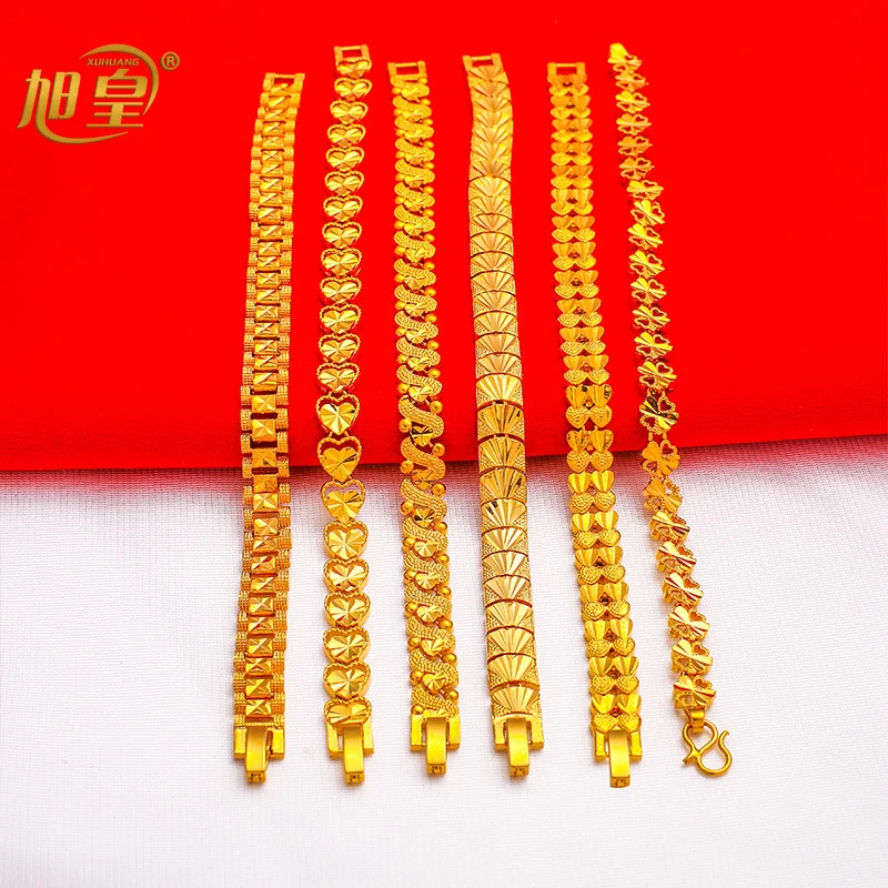XUHUANG Indian 24K Gold Plated Bracelets For Women France Wedding Design Bangles Dubai Party Gifts Parts Wholesales