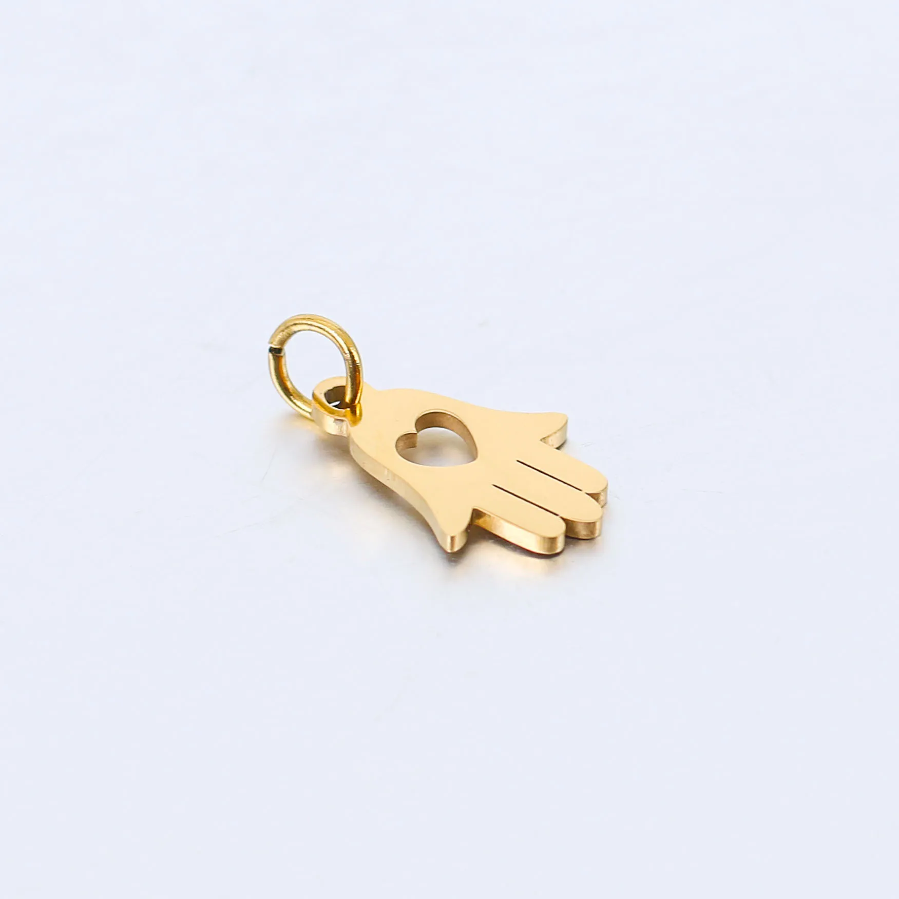 DOOYIO 5pcs/Lot Stainless Steel Charms Hollow Out Love Palm Fatima\'s Hand Pendant Single Hole With Circle DIY Accessories