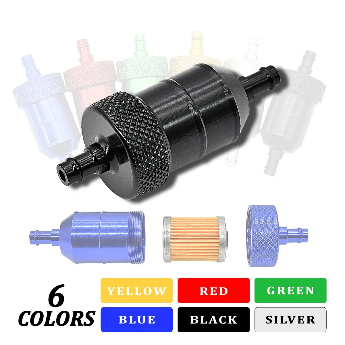 

8mm CNC Aluminum Alloy Glass Motorcycle Gas Fuel Gasoline Oil Filter Moto Accessories For ATV Enduro Dirt Pit Bike MX Motocross