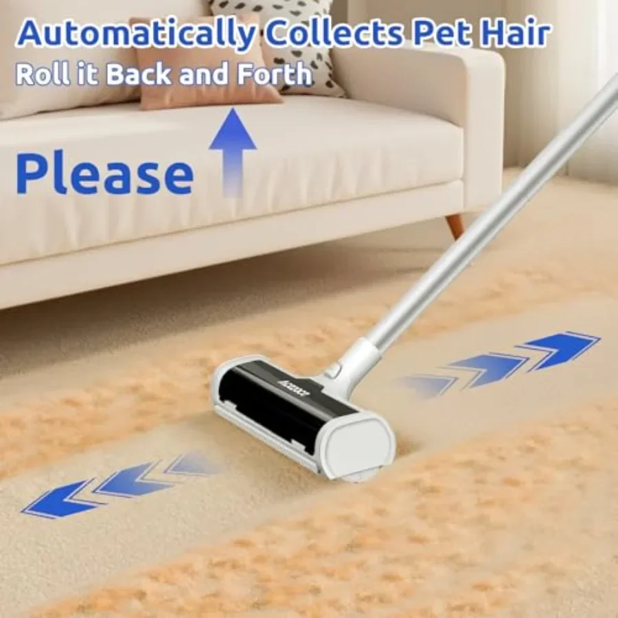 A3 Pro Carpet Roller for Pet Hair, Carpet Pet Hair Removal Tool, Reusable Large Lint Rollers, 5 Feet Long Handle No Bending No