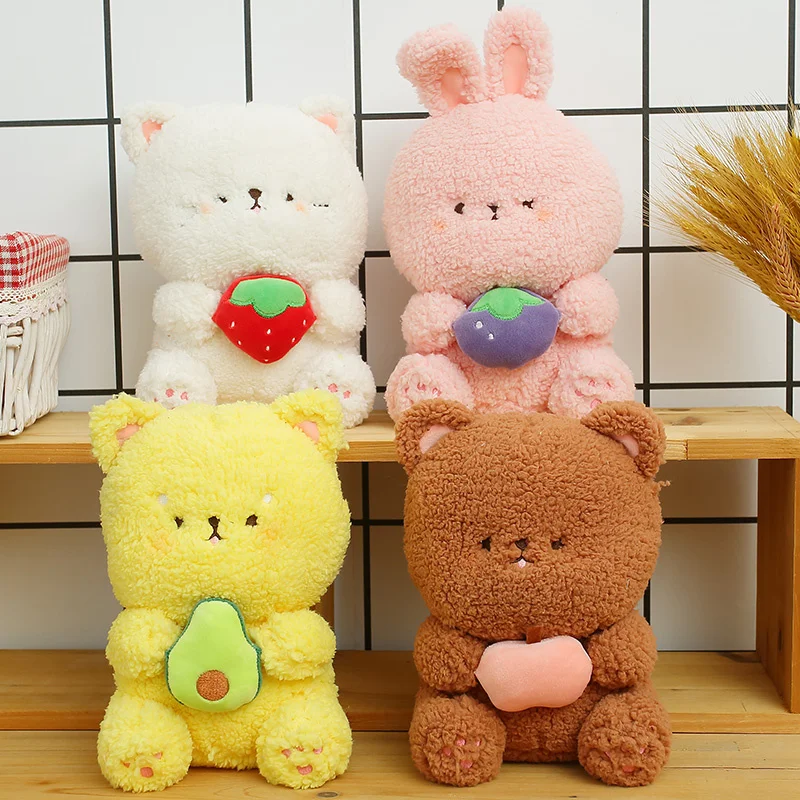 

23cm Kawaii Stuffed Bear Rabbit Hug Fruite Plush Toy Cute Animals Bunny Plushies Doll Anime Lovely Soft Kids Toys for Girls Gift