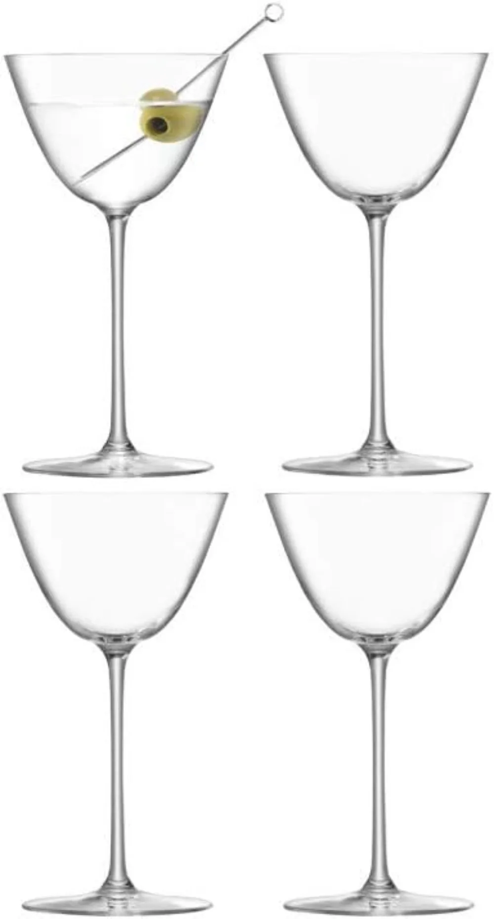 Martini Glass 195 Ml Clear, Set of 4, Dishwasher Safe, for Juice Milk Drinks for Holiday Even & Party, Goblet, Wine Glass