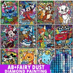 AB Disney wróżka pył obraz diamentowy Lilo ścieg witraż 5D pełne wiertło haft Mouse Rhinestone mozaikowa dekoracja pokoju DIY