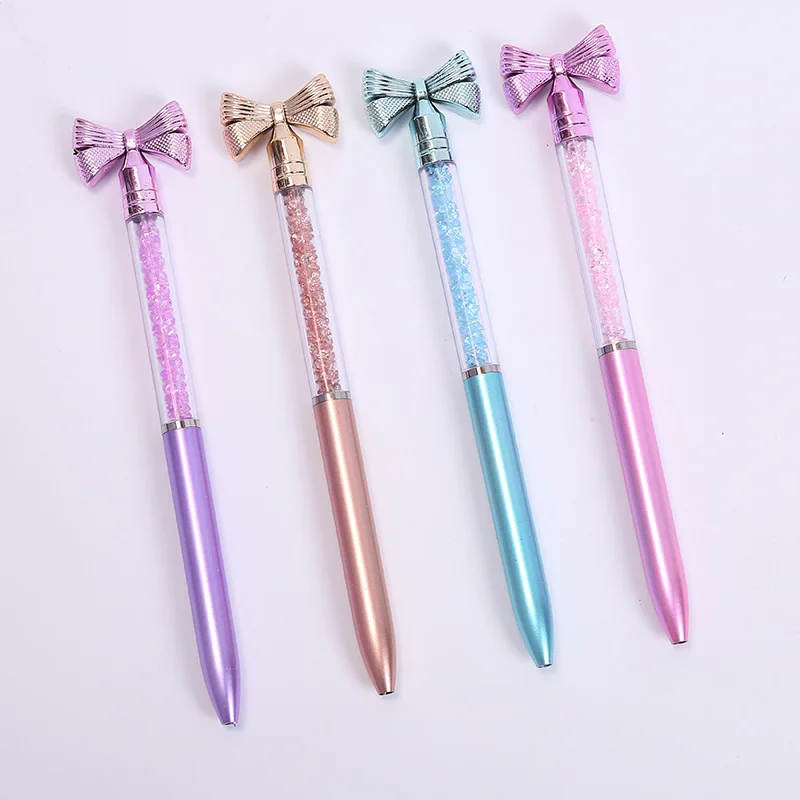 Imagem -06 - Bonito Bow Knot Canetas Esferográficas Rotativa Escrita Gel Pen Tinta Preta Caneta Cristal Material de Escritório Papelaria Escolar 10 Pcs por Lote