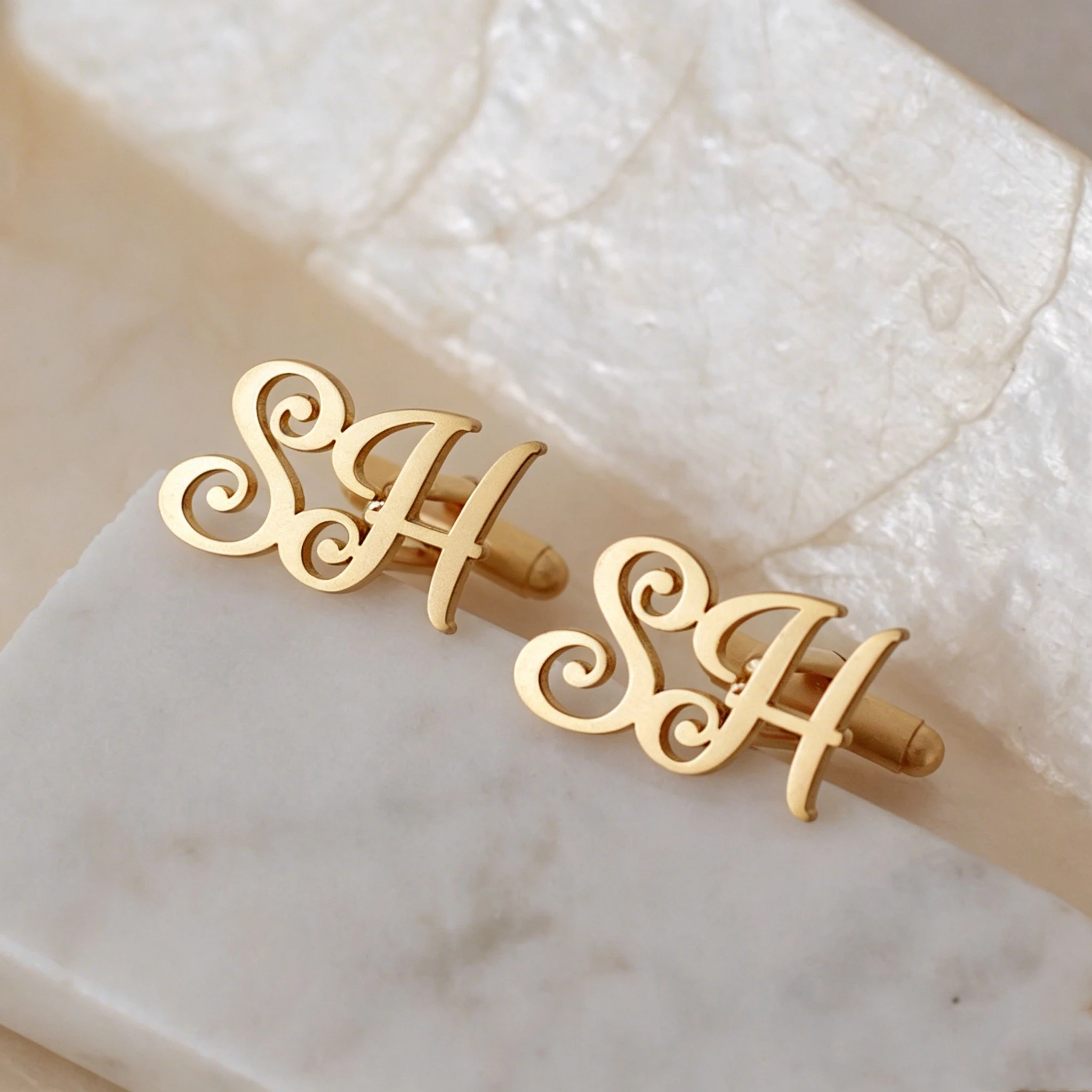 Custom Monogram Cufflinks Personalized Elegant Name Button Cufflinks Elegant Cufflinks For Men Fashion Stainless Steel Jewelry view 4