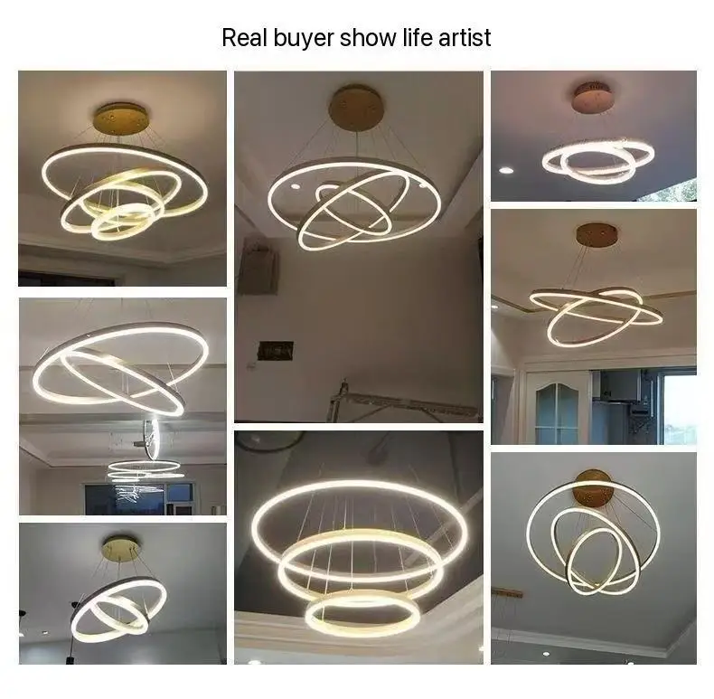 الحديثة 5 حلقة مستديرة Led السقف الثريات لغرفة المعيشة غرفة الطعام الدرج مصباح معلق ديكور المنزل تركيبات الإضاءة قلادة #6