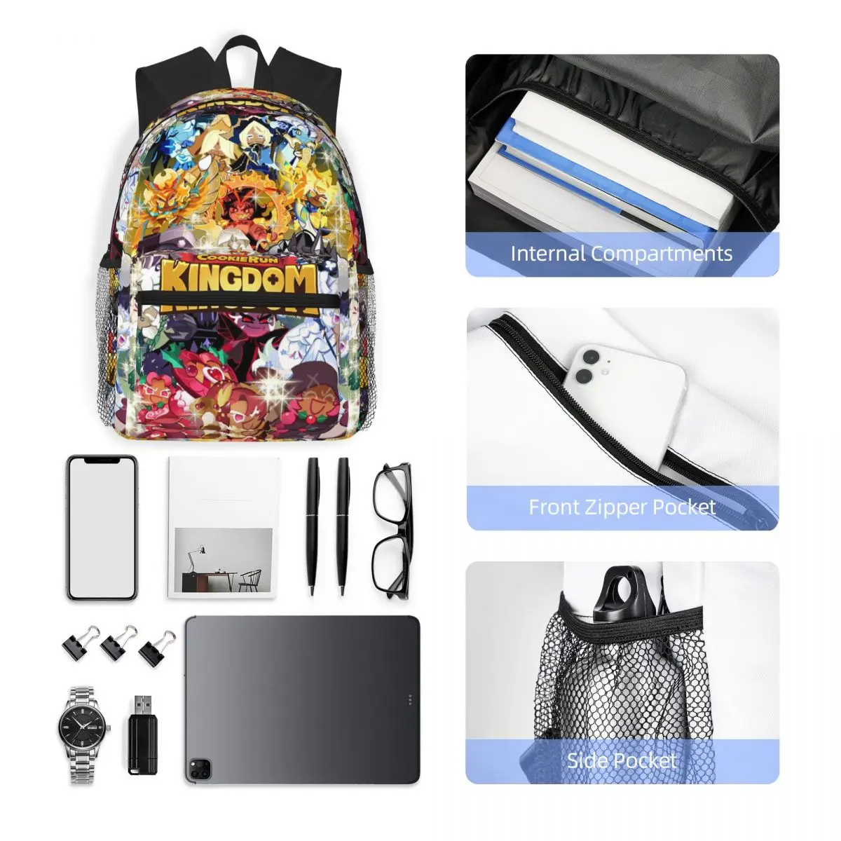 حقيبة ظهر مدرسية للطلاب من Shadow Milk Cookie Run Kingdom، حقيبة ظهر للمشي لمسافات طويلة والسفر للرجال والنساء، حقائب كتف #5