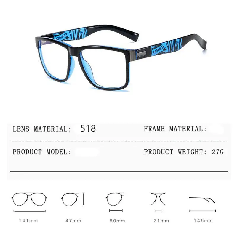Square Photochromic Gray Reading Glasses Men Women Sports Prescription Glasses Classic Clear Sunglasses New