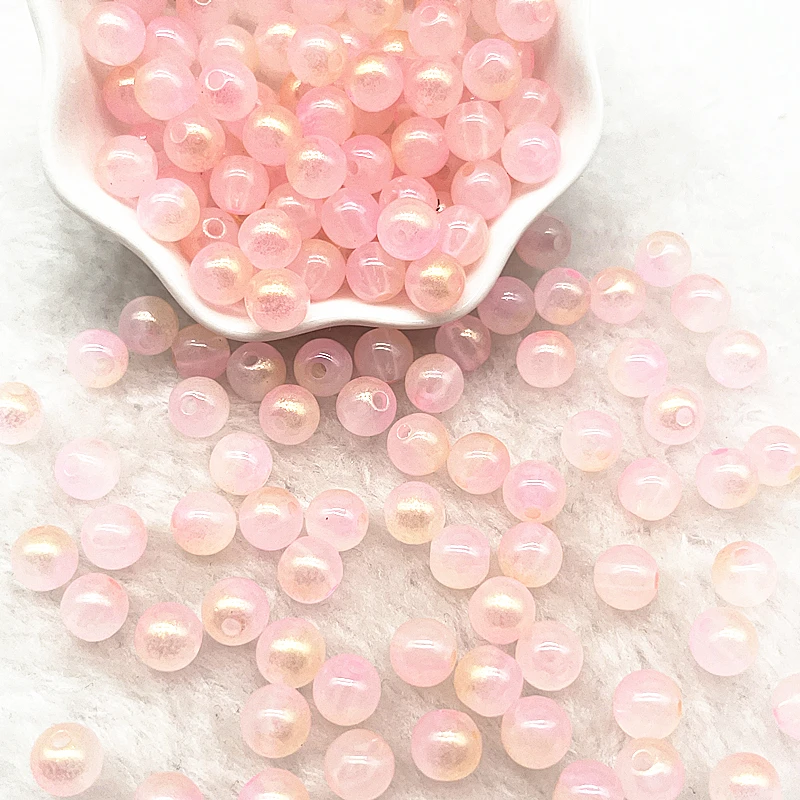 50pcs Double Color Jelly Round Acrylic Beads