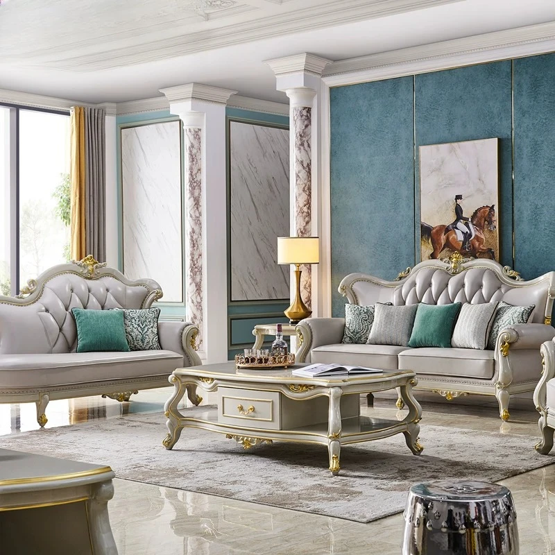 Set Wooden European Sofa Reading Luxury Adult Oversized European Sofa Vintage Couch Sillones De Espuma Comprimido Home Furniture