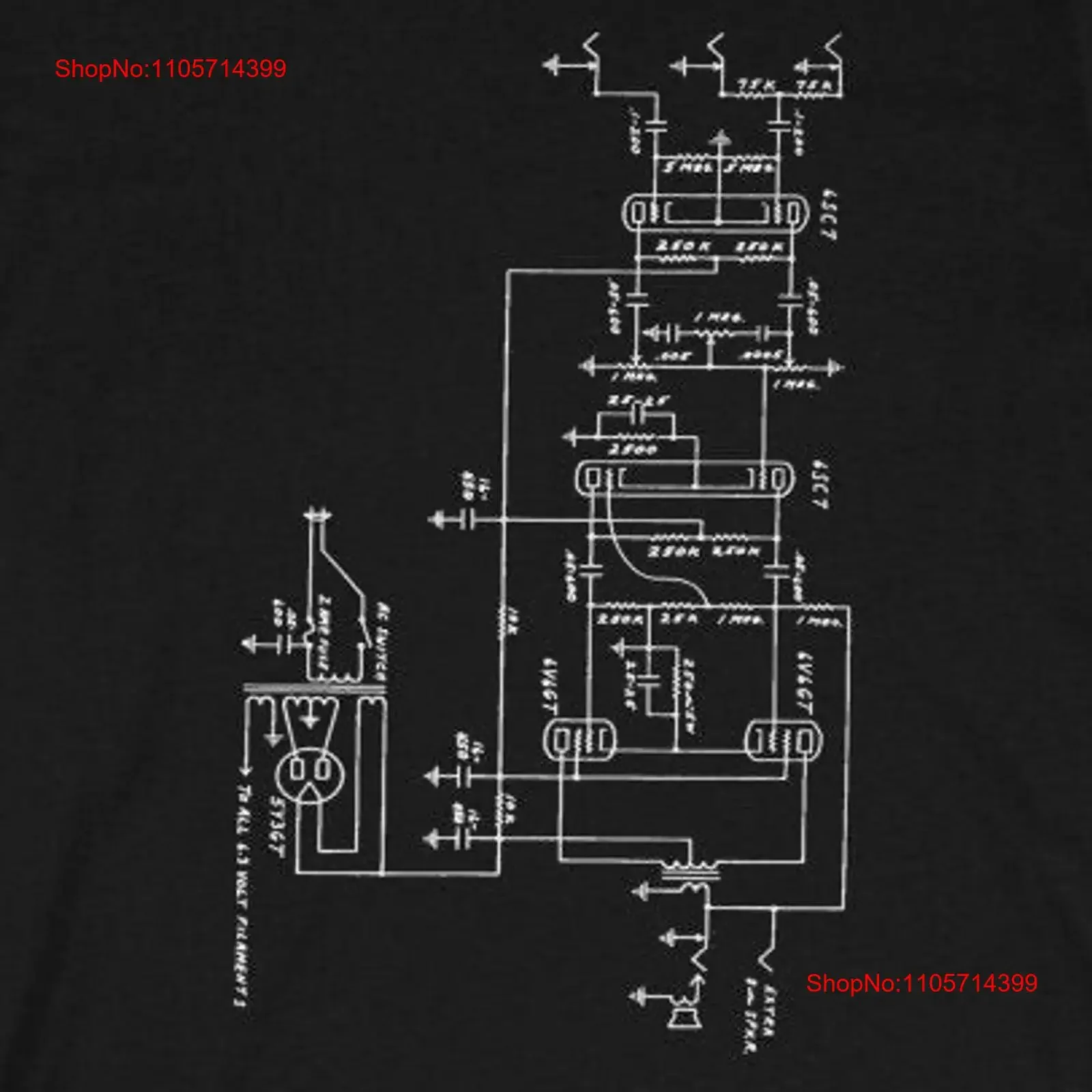 Guitar Amp Schematic Musician Music Lover T Shirt Classic vintage Washed Stylish Soft Comfortable Versatile Slightly graphic