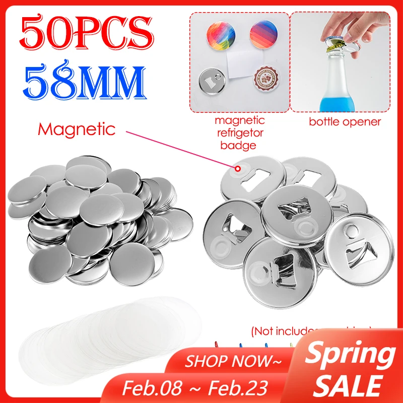 

50 шт. 58 мм, сделай сам, магнитный значок холодильника и открывалка для пивных бутылок, детали 2 в 1 для изготовления значков, аксессуары для машин