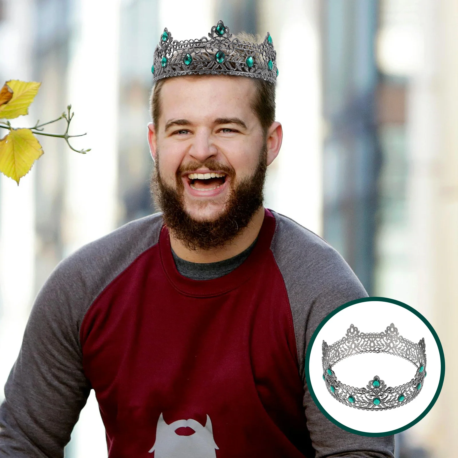 

Medieval King Crown Rhinestone Hair Ornament Lightweight Comfortable For Men Women Wedding Party Cosplay Prom Birthday