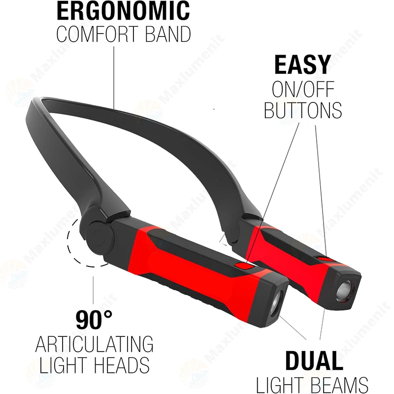 Bright USB Rechargeable Neck Light for Hands Free Lighting,Perfect Led Work Necklight for Mechanics,Camping,Hunting,Reading