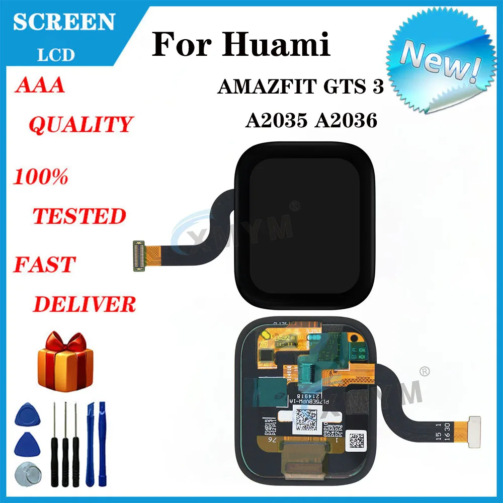 For Huami AMAZFIT GTS 3 A2035 A2036 Smart Watch LCD Display + Touch Screen Digitizer AMOLED Display