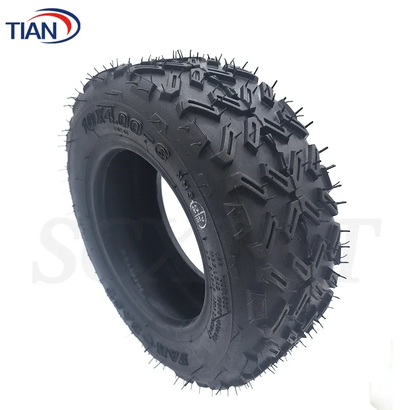 10x4.00-6 Off-Road Vacuum Tire with Air Valve for Electric Scooter 10 Inch 3.50-6 90/65-6 Widened Wear-resistant Tubeless Tyre