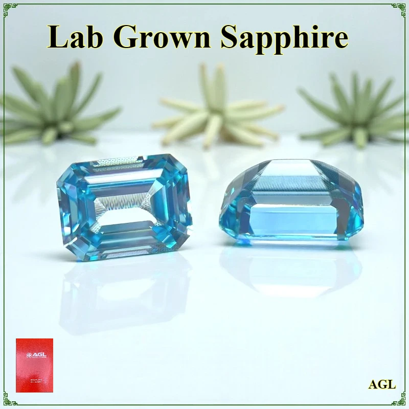 

Lab Grown Sapphire Emeralds Cut Aquamarine Color Loose Gemstone DIY Jewelry Making Selectable AGL Certificate