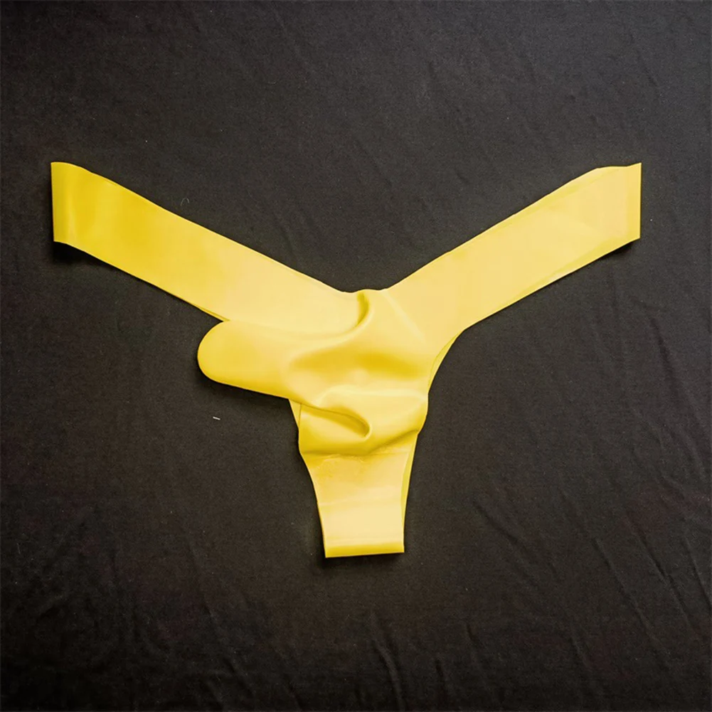 Mens Latex Mens Sexy Underwear Rubber Lingerie Elephant Nose Thongs Gay Sissy Pouch Briefs Nightwear Safety Summer Men's Panties