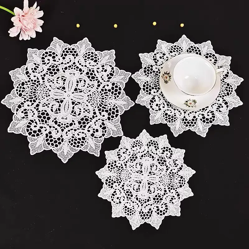 

TOP lace round cotton flower Embroidery table cloth cover wedding tablecloth kitchen Christmas Table decoration and accessories