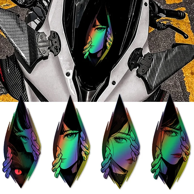 

1 шт. светоотражающие лазерные аниме выглядывающие глаза JDM наклейка на мотоцикл водостойкий топливный бак для мотоцикла окно автомобиля солнцезащитный крем виниловые наклейки