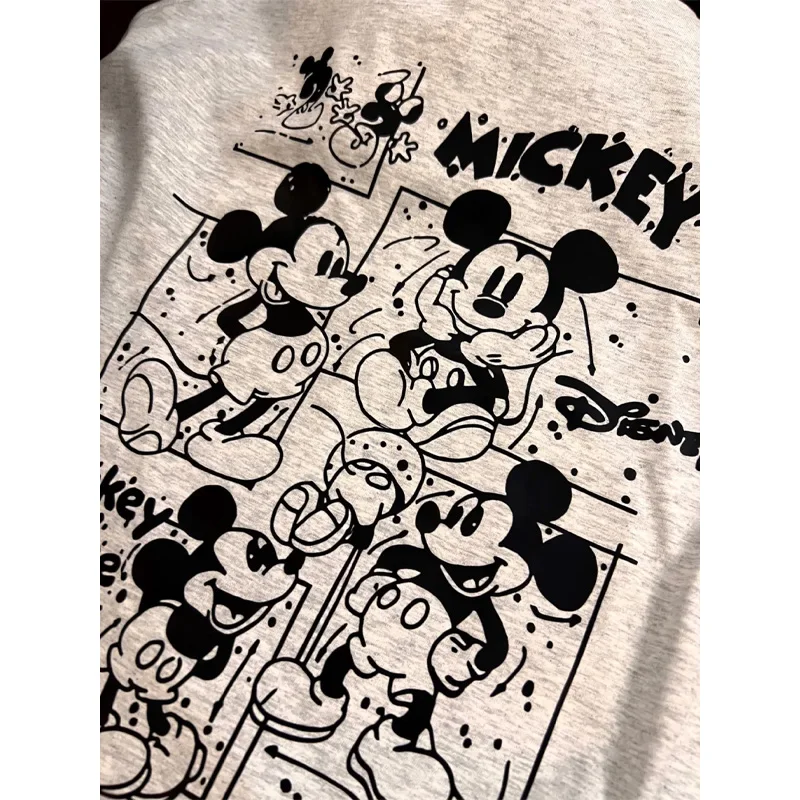 Disney Mickey Mouse Summer Cotton T Shirt Men Retro Casual O-neck Basic T-shirt Women Baggy Tees Classical Cartoon Tops Clothing