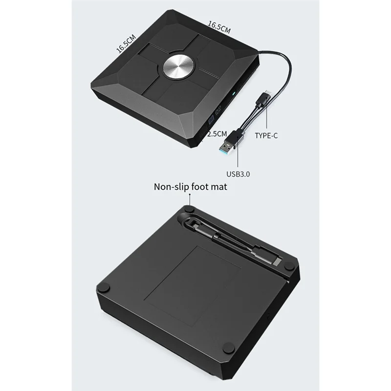 AY14 -External Optical Drive DVD Burning USB3.0Type-C Mobile Burner Plug And Play CD-ROM Drive Suitable For PC Desktop