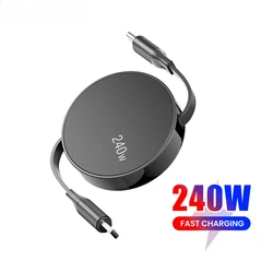 240W USB C to USB C PD Cable for iPhone 15 Pro Max PD Fast Charging Data Cord Retractable Type C Charger Cable Wire for Notebook