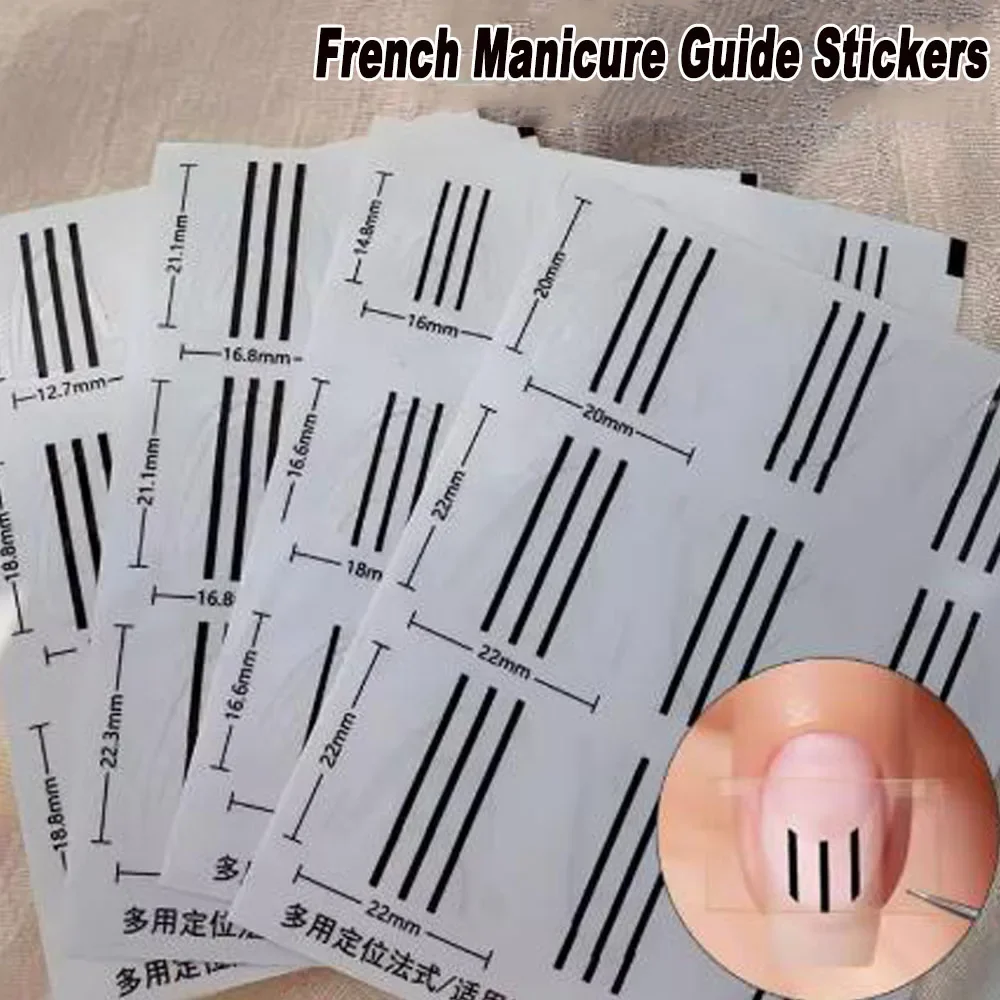 4PCS/set Transparent French Manicure Guide Stickers Strong Adhesive Nail Art Decals French Manicure DIY Sencil 3D Styling Tools