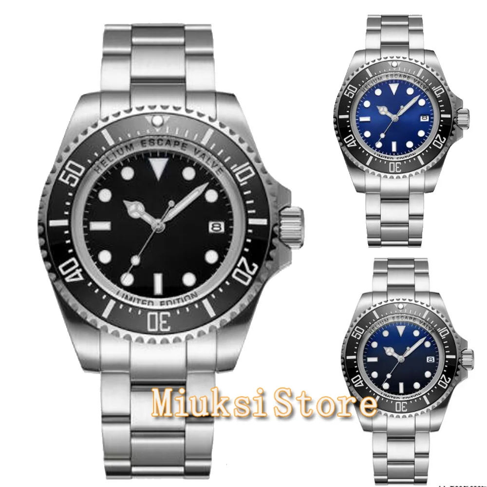 

43mm Watch NH35 Miyota8215 PT5000 Automatic Mechanical Men's Watch Date Black Blue Dial Glide Lock Ceramic Bezel Sapphire Glass