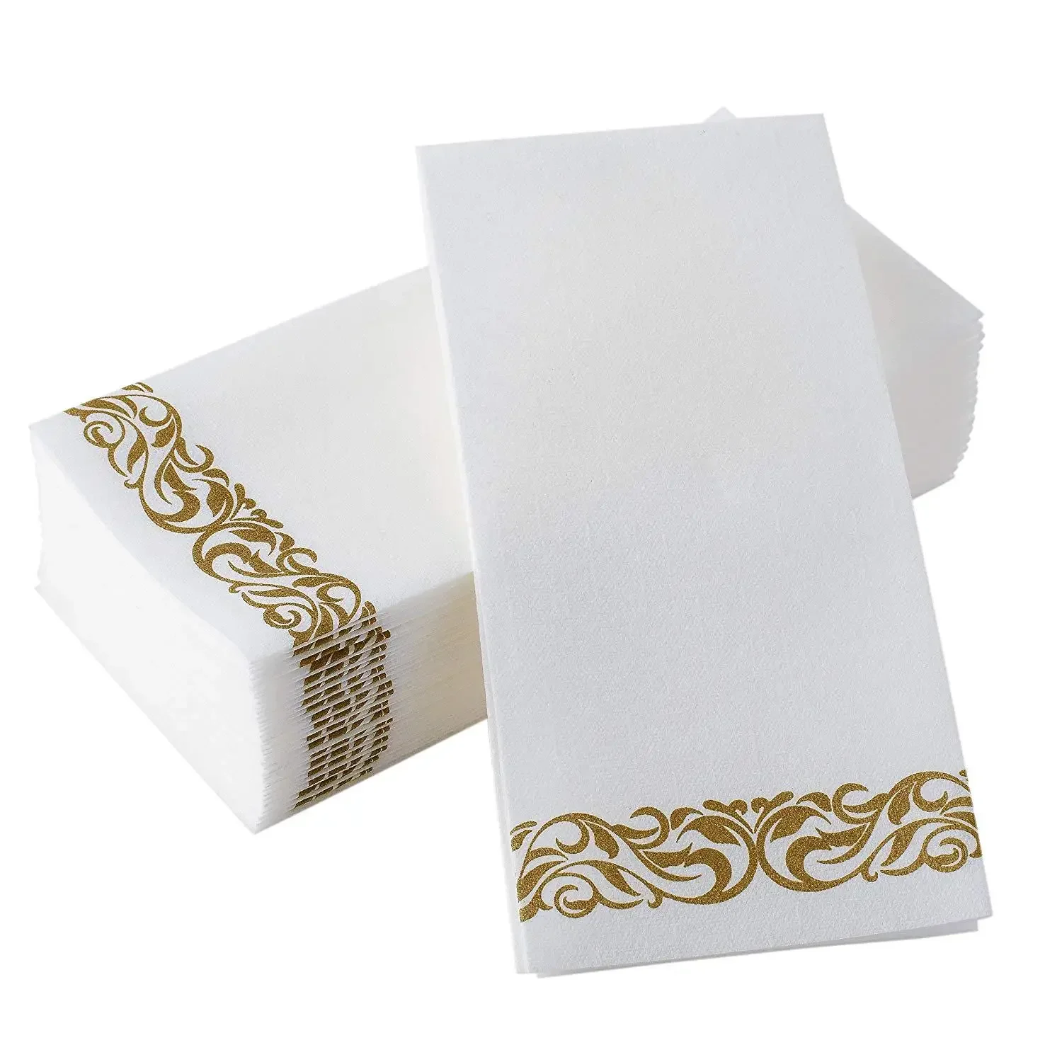 50PCS 30*40cm Paper Disposable Napkins Soft Golden Print Decorative Napkin for Dinner Anniversary Wedding Home Hotel Table Decor