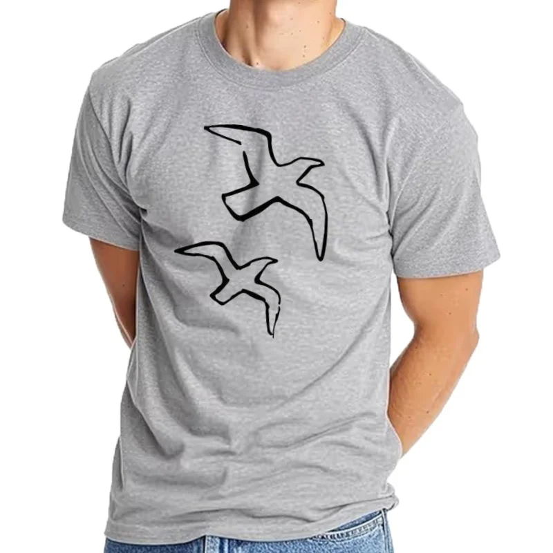 Camisetas de algodón con desig de panjaros en vuelo para hombre y mujer، ropa graphfica، Top de manga corta، cam #4