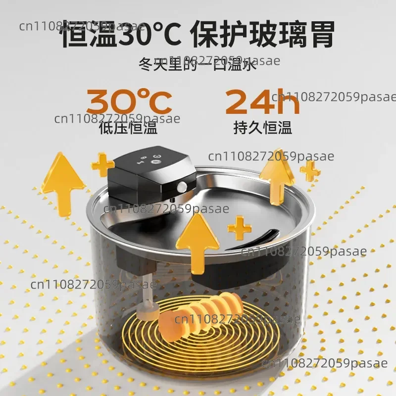Stainless Steel Cat Water Dispenser Transparent Wireless Plug-in Automatic Circulation Filtration Intelligent Large Capacity