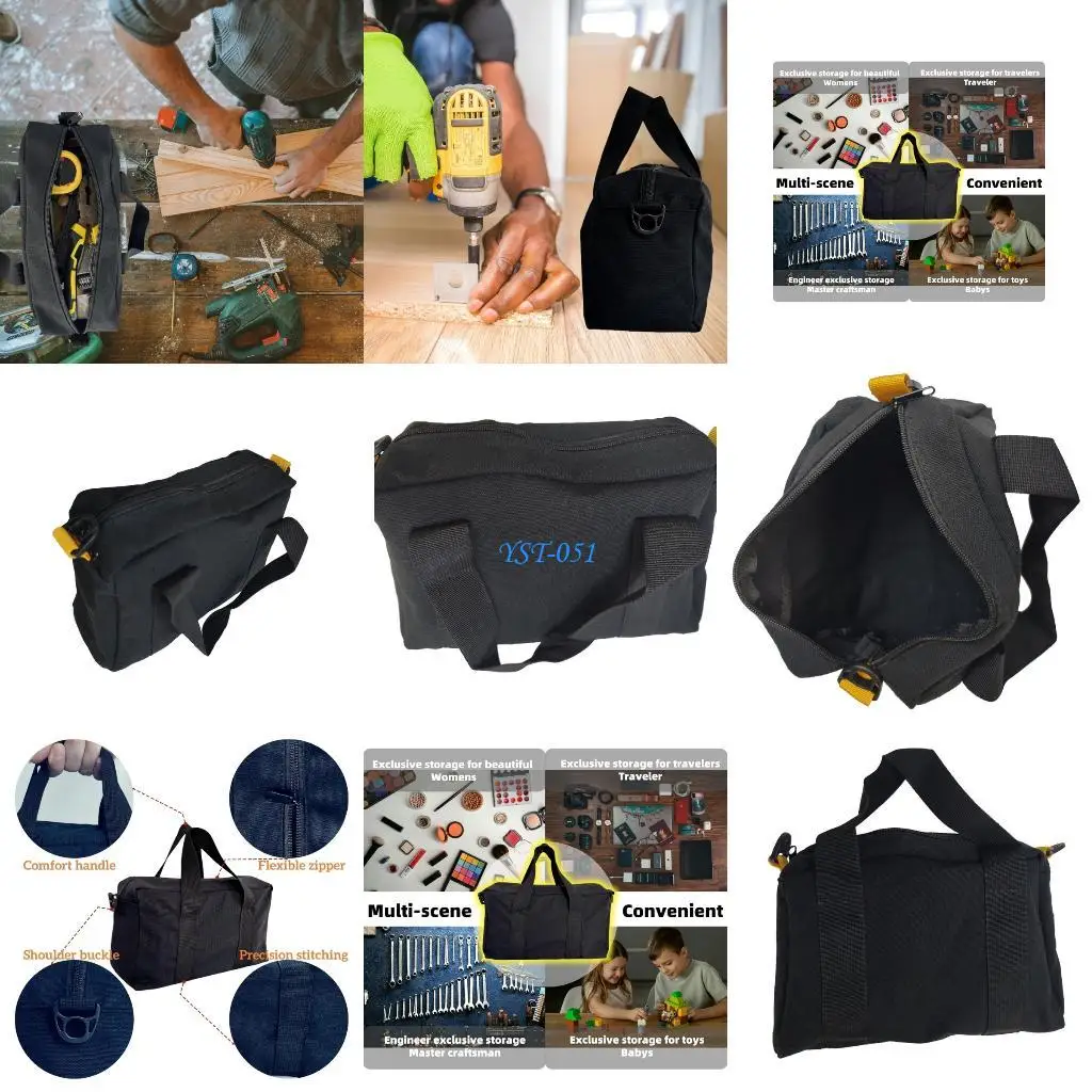 

E15A Spacious Large 12" Tool Bag Wide Zippered Opening Suitable For Construction Sites Garage Storage