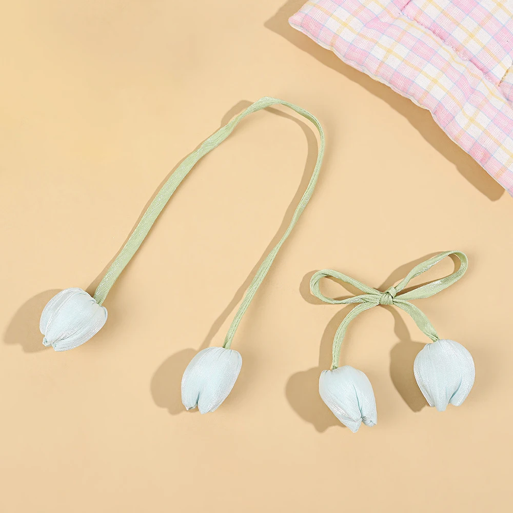 1PC Sweet Tulip Bow Flower Cake Decoration Hairband Pillows Bag Crochet Patches Decor 3D Flower Garment Handmade DIY Accessories